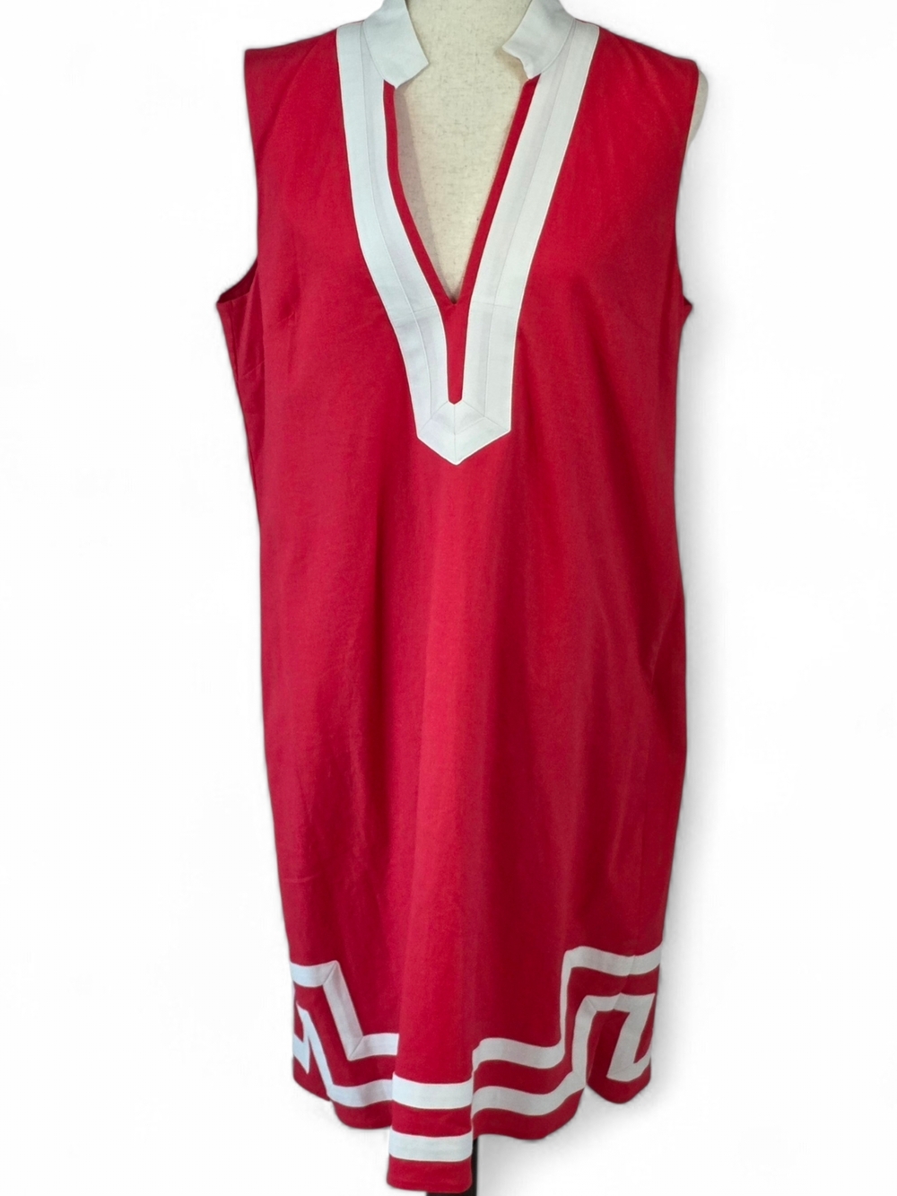 Preston & York Lip Sharon Linen Blend Sleeveless Mini Dress w/White Trim Size 12